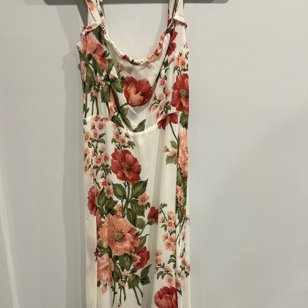 Reformation Floral Dress in Red and Green